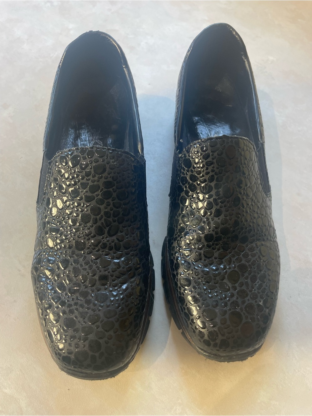 Women’s RIEKER Slip On Black Faux Croc Shoes Size 6.5